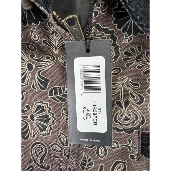 DICKIES Ellis Floral Print Duck Brown Canvas Mens XL Jacket Corduroy Collar - Picture 6 of 16